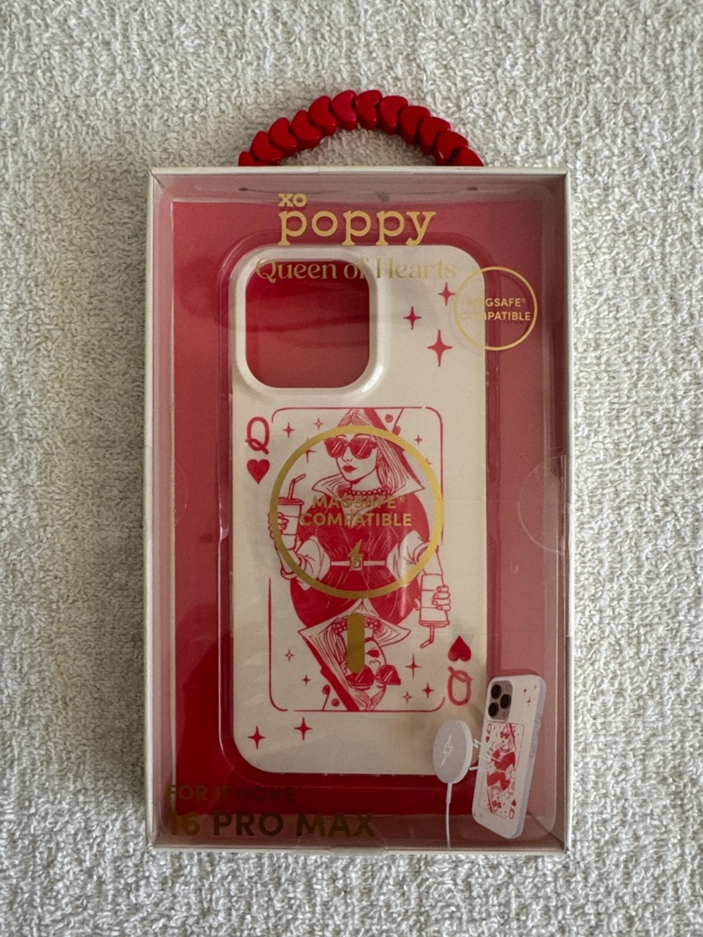 XO Poppy Queen of Hearts Red & Cream iPhone 16 Pro Max Case Cover